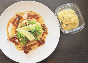 Quasi de veau rôti, risotto de riso aux courgettes  et jus à l’estragon