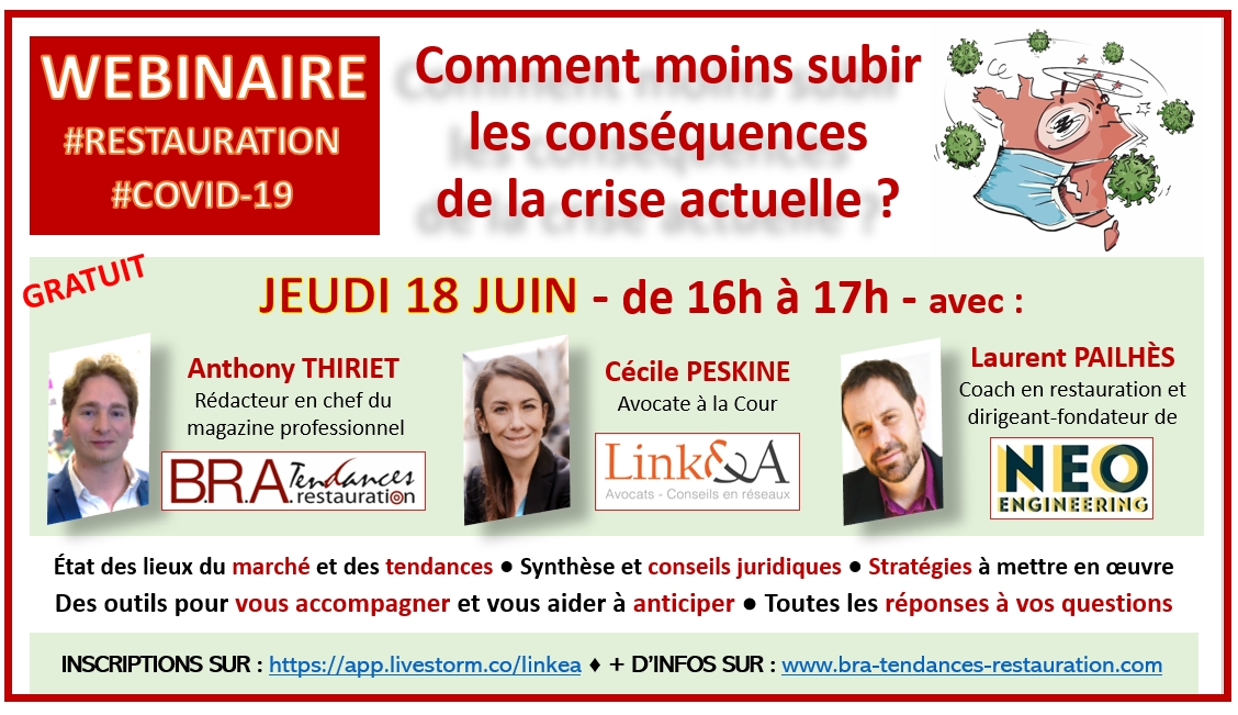 Un webinaire « Covid-19 & restauration » jeudi 18 juin avec B.R.A.